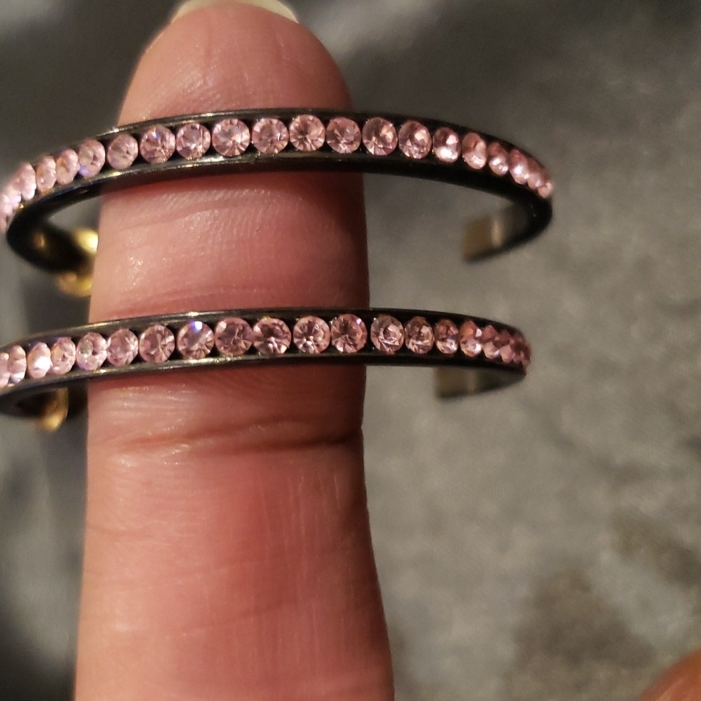 Elegant Pink Stone Hoop Earrings.